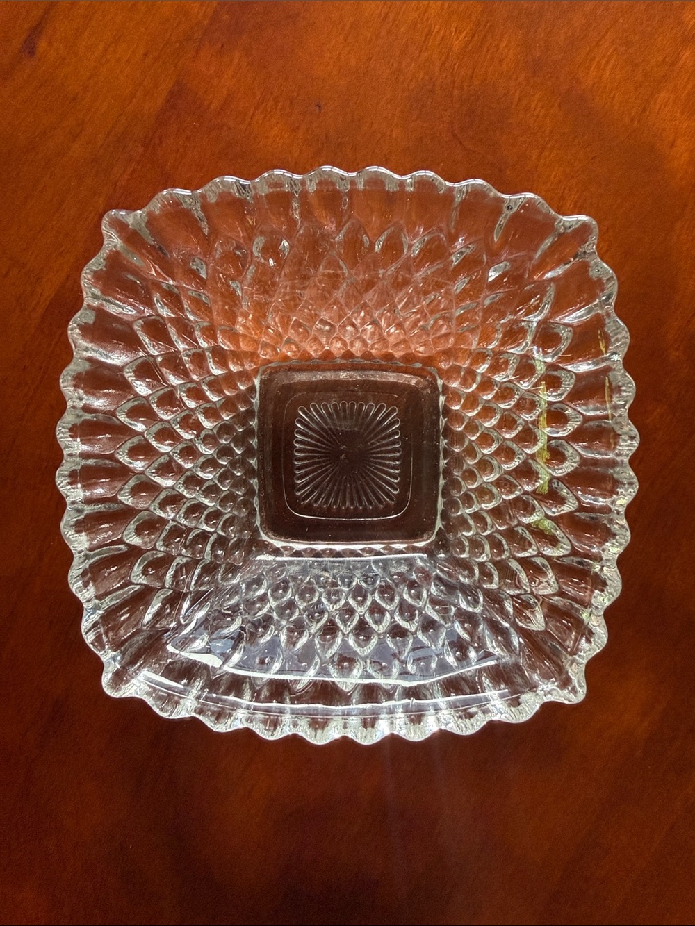 Vintage Glass Square Serving Bowl